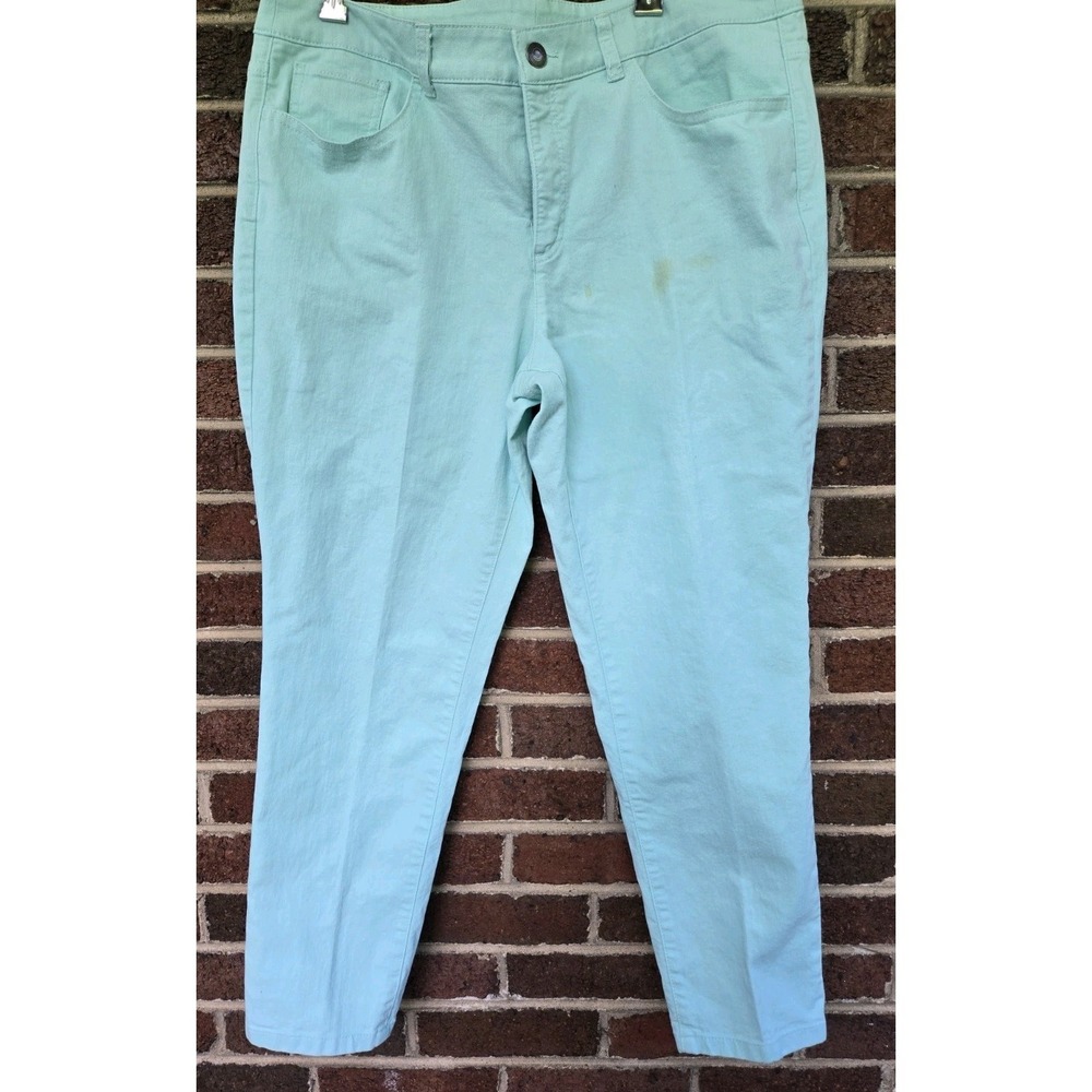 Christopher &Banks  Signature Slimming Women 16 Mint Green Crop Jeans Stretch